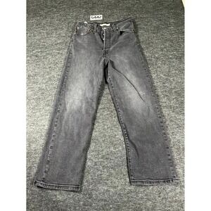 Levi's Ribcage Straight Ankle Jeans Womens 27 Black Denim Cotton Stretch Logo